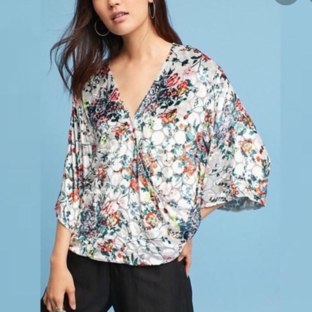 Anthropologie Maeve Umi Velvet Floral Blouse